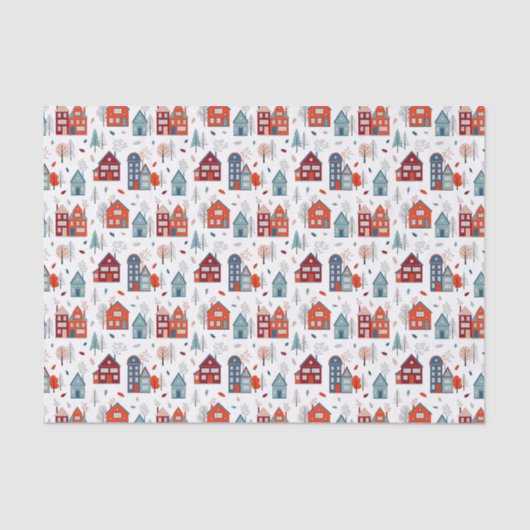 Scandinavian House Folk Art Pattern Tissuepapier (Voorkant)