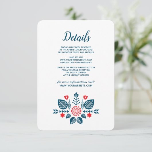 Scandinavian Love | Details van de bruiloft Kaart (Staand voorkant)