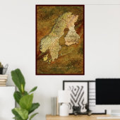 SCANDINAVIAN MAP Art Poster II (Bureau à domicile)