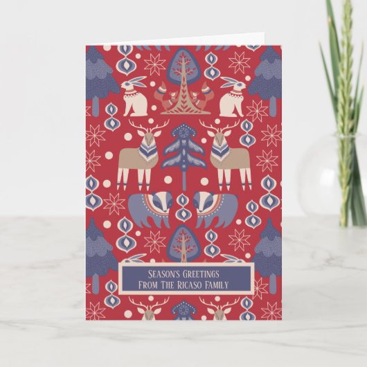 Scandinavian Merry KerstWoodland Deer Kaart (Voorkant)