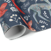 Scandinavian Nordic Folk Woodland Animals Winter Cadeaupapier (Rol Hoek)