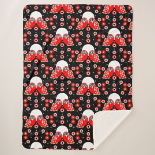 Scandinavian Owl Folk Art Fleece Blanket Sherpa Deken