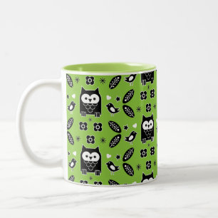 Scandinavian Owl Folk Art Tweekleurige Koffiemok