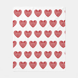 Scandinavian Red Heart Fleece Blanket Deken