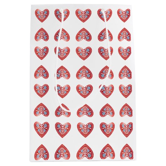 Scandinavian Red Heart Medium Gift Bag Cadeauzakje (Voorkant)