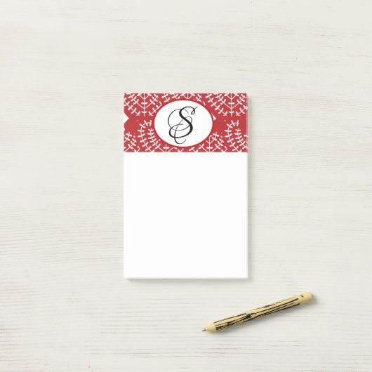 Scandinavian Red Heart Monogram Post Post-it® Notes (Op bureau)