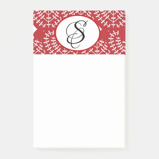 Scandinavian Red Heart Monogram Post Post-it® Notes (Voorkant)