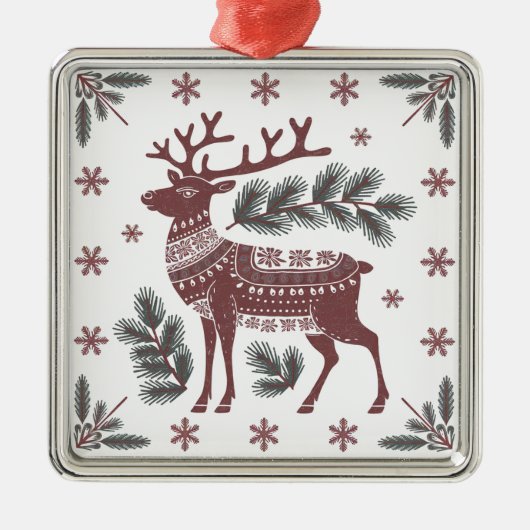 Scandinavian Reindeer Christmas Ornament (Voorkant)