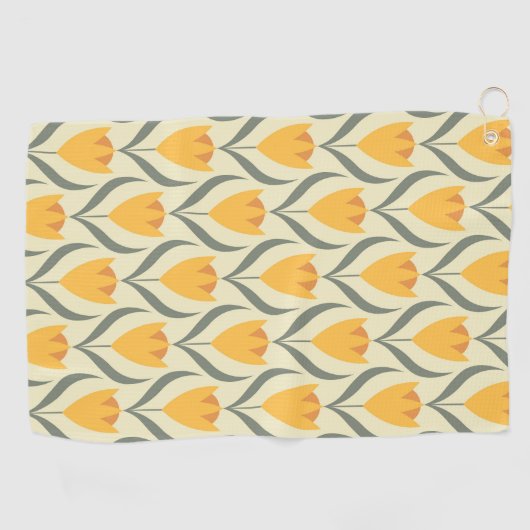 Scandinavian retro floral pattern, retro flower, v golfhanddoek (Horizontaal)