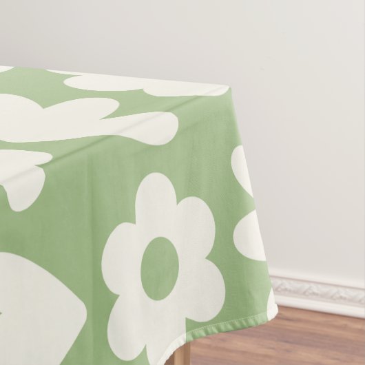 Scandinavian Retro Flowers Floral Pattern Sage Tafelkleed (Voorbeeld)