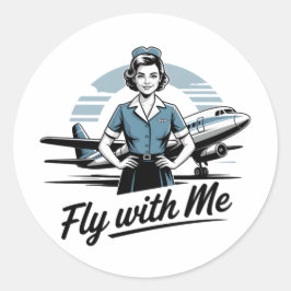 Scandinavian stewardess ronde sticker