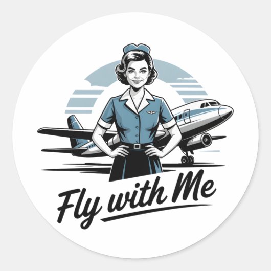 Scandinavian stewardess  ronde sticker (Voorkant)
