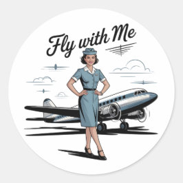 Scandinavian stewardess ronde sticker
