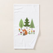 Scandinavian Style Fox Flowers Trees Illustration (Serviette à main)