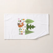 Scandinavian Style Fox Flowers Trees Illustration (Serviette à main)