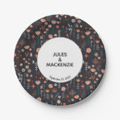 Scandinavian Summer Flowers Dark Boho Wedding Papieren Bordje (Voorkant)