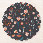 Scandinavian Summer Flowers Dark Kartonnen Onderzetters (Voorkant)