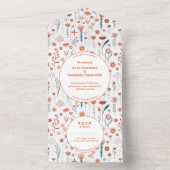 Scandinavian Summer Flowers Modern Boho Wedding All In One Uitnodiging (Binnen)