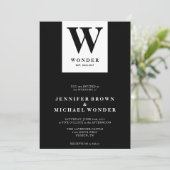 Scandinavian Wedding Monogram Black Kaart (Staand voorkant)