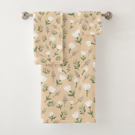 Scandinavian white Floral Bad Handdoek