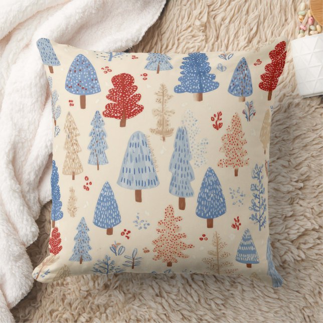 Scandinavian Winter Forest Pattern (1) Kussen (Deken)