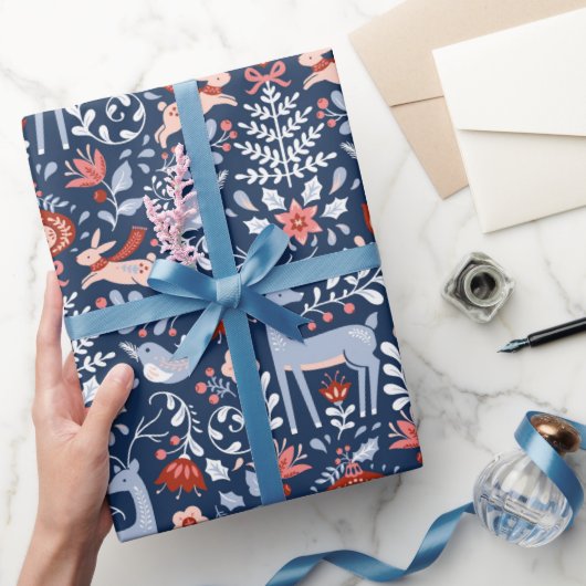Scandinavian Woodland Animals Kerstmis Cadeaupapier (Geschenken)
