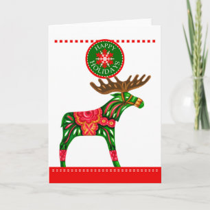 Scandinavian Xmas Elk Folded Wenskaart Kaart