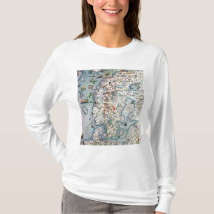 Scandinavië, details van de Carta Marina T-shirt