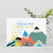 Scandinavie Folk Art Merci Cartes Bleu Jaune (Debout devant)