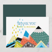 Scandinavie Folk Art Merci Cartes Bleu Jaune (Devant / Derrière)