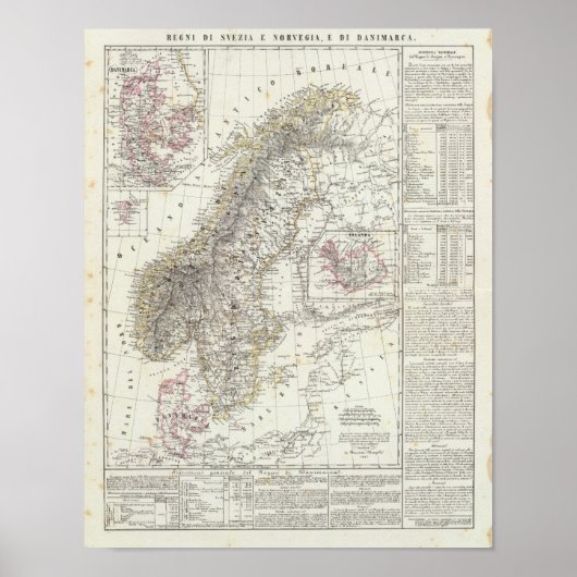 Scandinavië, Zweden, Noorwegen Poster (Voorkant)