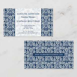 Scandinavisch blauw en witte Floral Elegance Visitekaartje