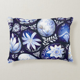 Scandinavisch Blauw Paasei Lente Bloemstuk Accent Kussen