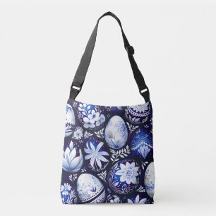 Scandinavisch Blauw Paasei Lente Bloemstuk Crossbody Tas