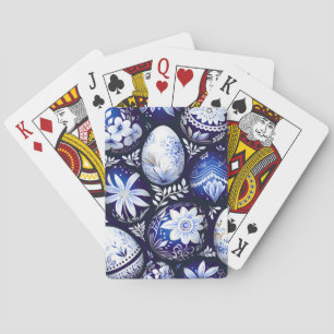Scandinavisch Blauw Paasei Lente Bloemstuk Pokerkaarten