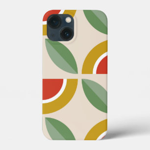 Scandinavisch bloempatroon, retro stijl, midden ce iPhone 13 mini hoesje