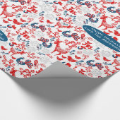 Scandinavisch bos herten winter Kerst volks kunst Cadeaupapier (Hoek)