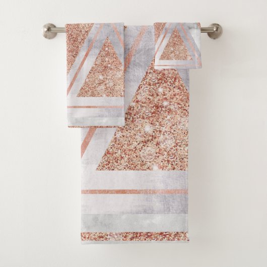 scandinavisch chic roos goudmeetkundige witte marm bad handdoek (Insitu)