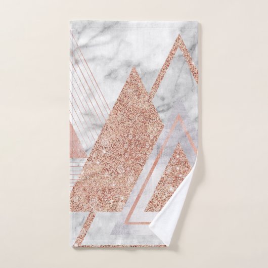 scandinavisch chic roos goudmeetkundige witte marm bad handdoek (Handdoek)
