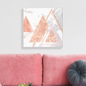 scandinavisch chic roos goudmeetkundige witte marm canvas afdruk (Insitu (Woonkamer))