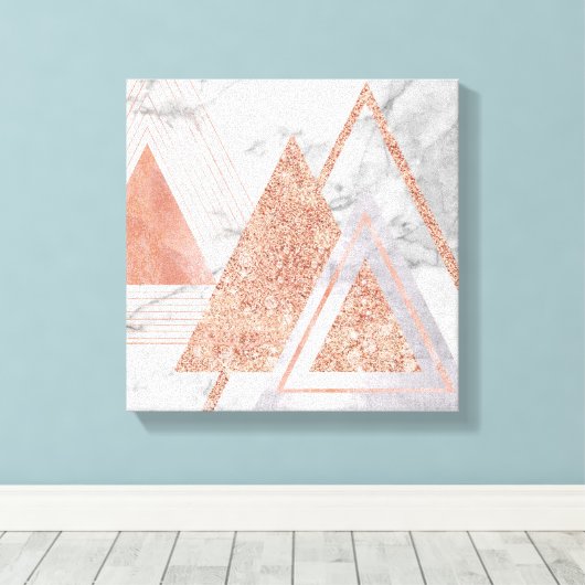 scandinavisch chic roos goudmeetkundige witte marm canvas afdruk (Insitu (Houten vloer))