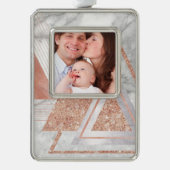 scandinavisch chic roos goudmeetkundige witte marm verzilverd kader ornament (Voorkant)