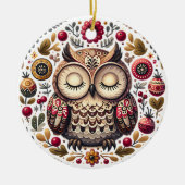 Scandinavisch Folk Art Owl Ornament (Voorkant)