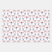 Scandinavisch Folk Hand Drawn Red Kerstmis Pattern Inpakpapier Vel (Voorkant)