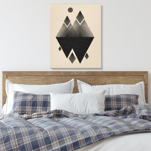 Scandinavisch geïnspireerd driehoeksontwerp canvas afdruk (Insitu (Slaapkamer))