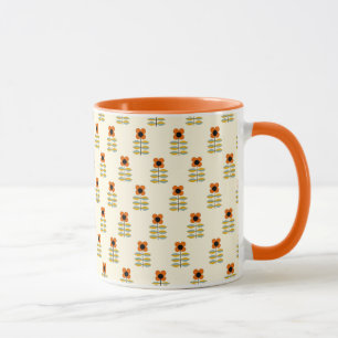 Scandinavisch geïnspireerd Oranje Floral Pattern Mok