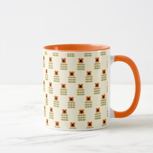 Scandinavisch geïnspireerd Oranje Floral Pattern Mok (Rechts)