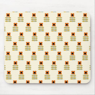 Scandinavisch geïnspireerd Oranje Floral Pattern Muismat