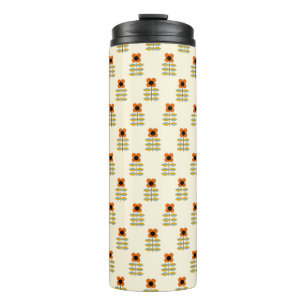Scandinavisch geïnspireerd Oranje Floral Pattern Thermosbeker