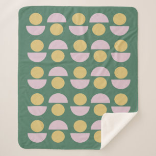 Scandinavisch geometrisch bloempatroon in groen sherpa deken